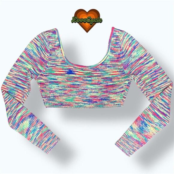 Women's Fashion Nova “Chasing Dreams” Multi-Color Cropped Sweater – Size S - Picture 4 of 5